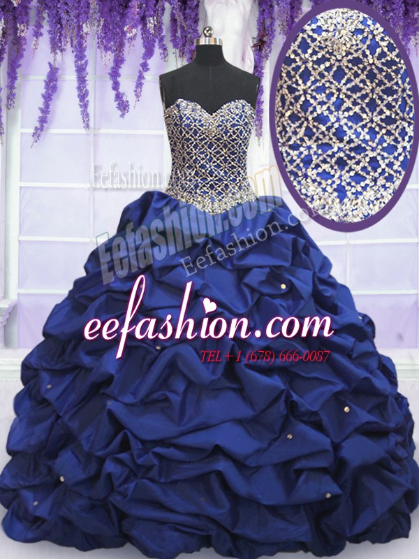 Free and Easy Royal Blue Lace Up Sweetheart Beading and Pick Ups Sweet 16 Dress Taffeta Sleeveless