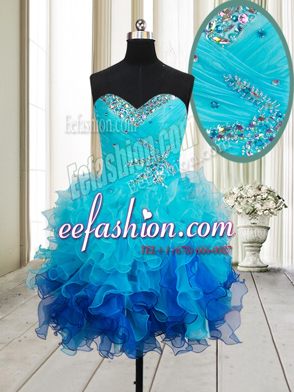 Cute Mini Length Ball Gowns Sleeveless Multi-color Prom Gown Lace Up