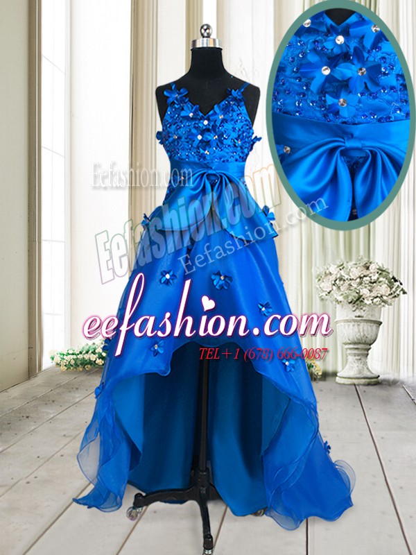 Discount Royal Blue Sleeveless Organza Zipper Prom Party Dress for Prom
