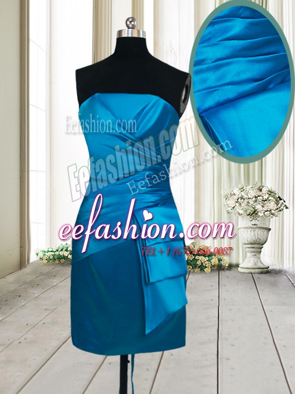  Mini Length Column/Sheath Sleeveless Teal Evening Gowns Lace Up
