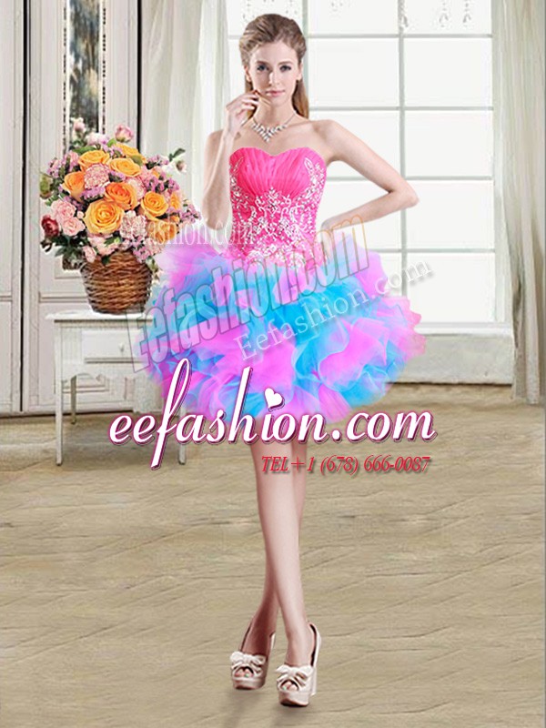 Luxury Mini Length Ball Gowns Sleeveless Multi-color Runway Inspired Dress Zipper
