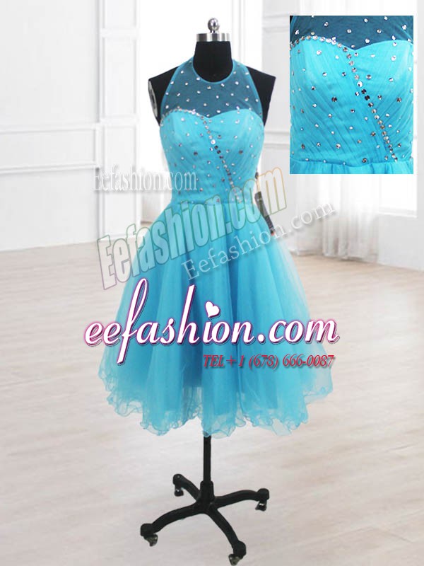 Free and Easy Sleeveless Lace Up Knee Length Sequins Dress for Prom