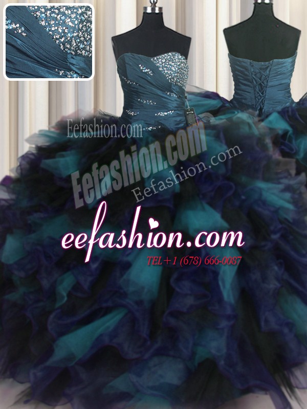 Gorgeous Floor Length Ball Gowns Sleeveless Multi-color Sweet 16 Dress Lace Up