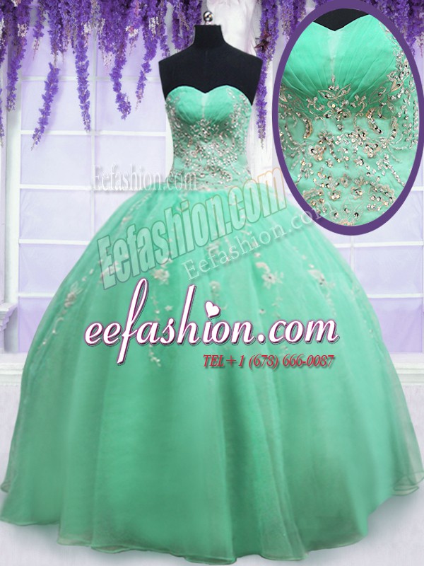 Sleeveless Zipper Floor Length Beading and Embroidery 15 Quinceanera Dress