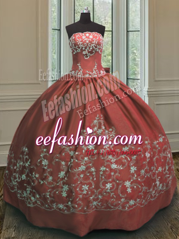  Floor Length Ball Gowns Sleeveless Rust Red Sweet 16 Quinceanera Dress Lace Up