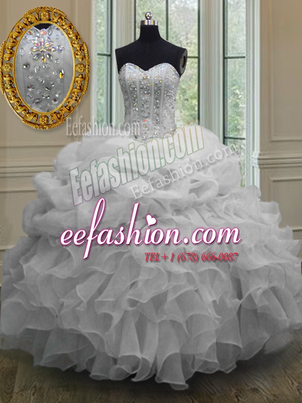 Admirable Pick Ups Floor Length White Quinceanera Dresses Sweetheart Sleeveless Lace Up