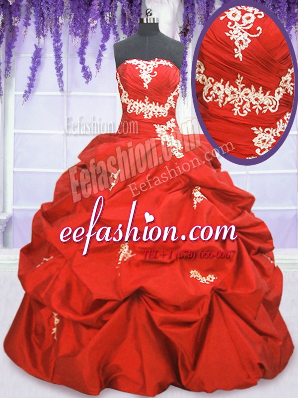 Romantic Sleeveless Appliques and Ruching and Pick Ups Lace Up 15 Quinceanera Dress