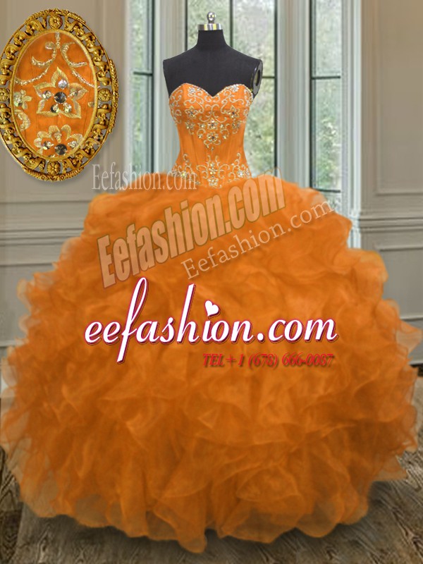 New Style Sleeveless Lace Up Floor Length Beading and Embroidery and Ruffles Sweet 16 Dresses