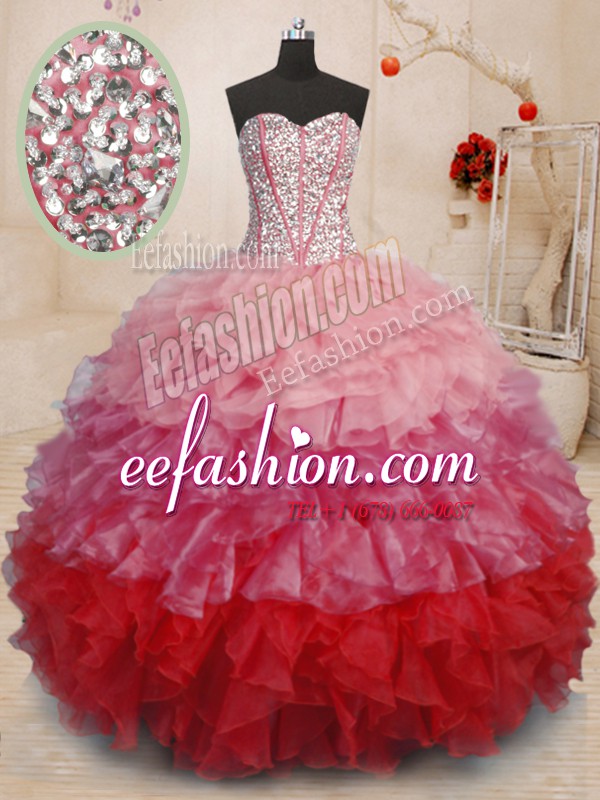  Multi-color Quince Ball Gowns Military Ball and Quinceanera and For with Beading and Ruffles Sweetheart Sleeveless Lace Up