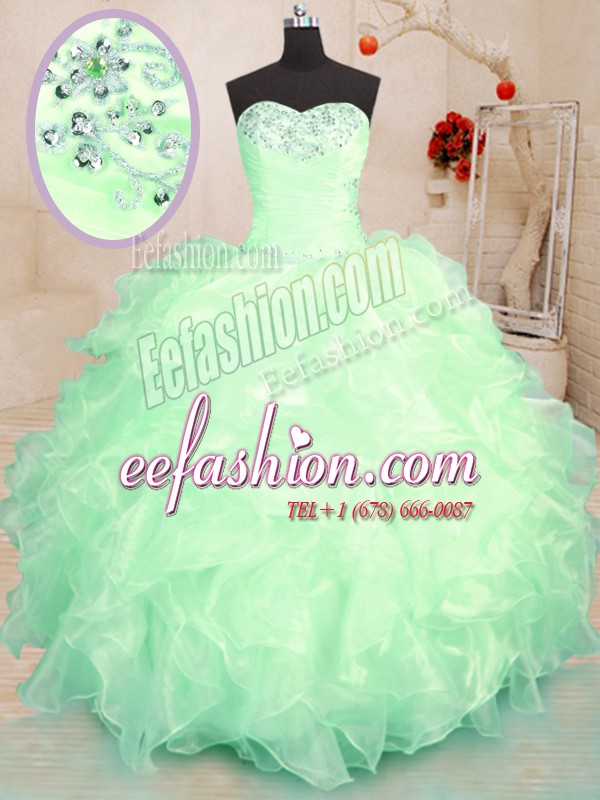 Chic Quinceanera Dress Military Ball and Sweet 16 and Quinceanera and For with Beading and Ruffles Sweetheart Sleeveless Lace Up