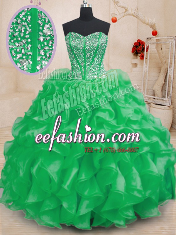 Graceful Sleeveless Beading and Ruffles Lace Up 15 Quinceanera Dress