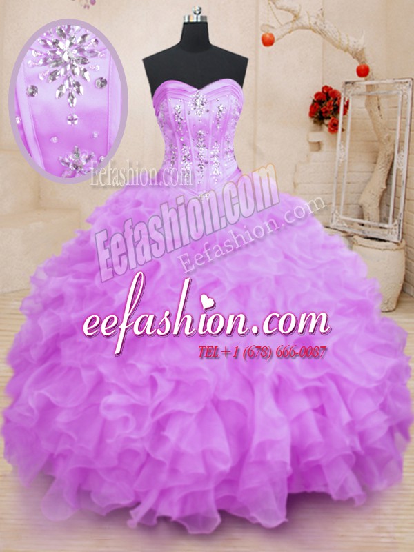  Floor Length Ball Gowns Sleeveless Lilac 15 Quinceanera Dress Lace Up