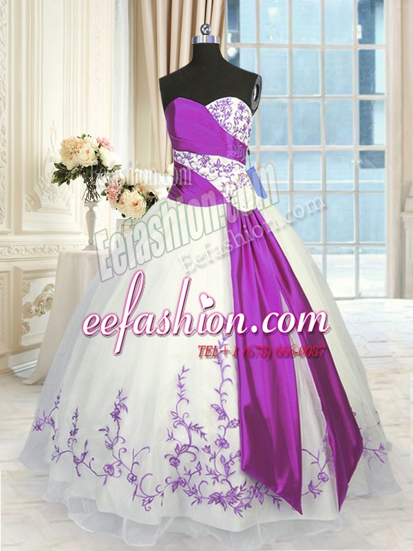 Flirting Sleeveless Embroidery and Sashes ribbons Lace Up 15 Quinceanera Dress