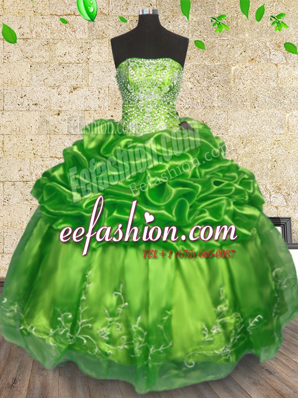 Comfortable Strapless Neckline Beading and Embroidery Vestidos de Quinceanera Sleeveless Lace Up