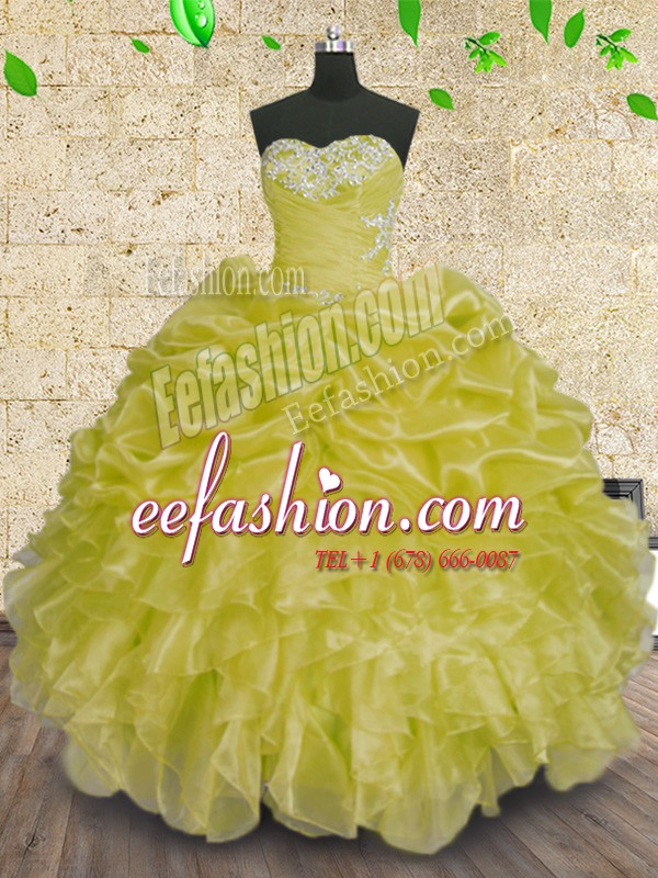 Cute Sleeveless Lace Up Floor Length Beading and Appliques and Ruffles and Ruching Quinceanera Gown