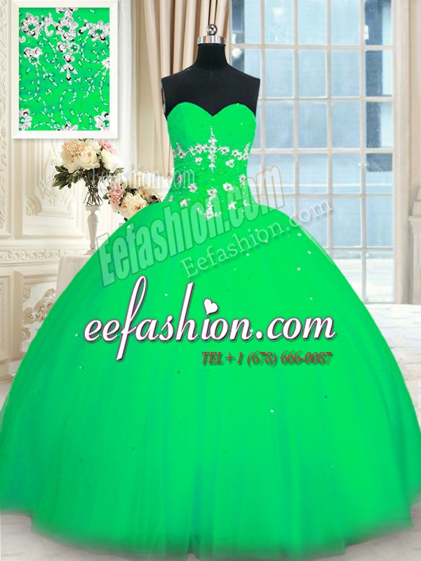 Green Quinceanera Dresses Military Ball and Sweet 16 and Quinceanera and For with Appliques Sweetheart Sleeveless Lace Up