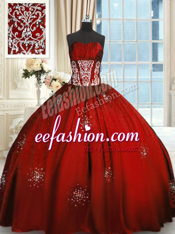  Wine Red Lace Up Sweet 16 Dress Beading and Appliques and Ruching Sleeveless Floor Length