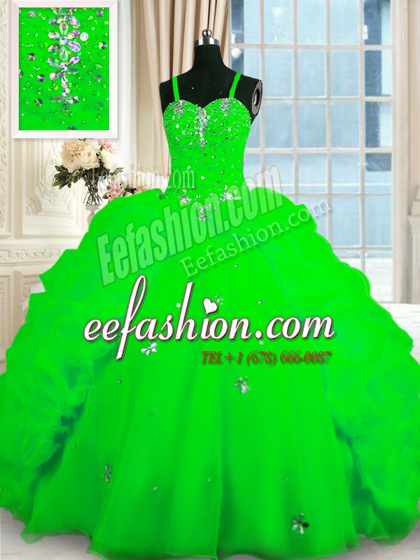  Sleeveless Floor Length Beading and Pick Ups Lace Up Quinceanera Dresses