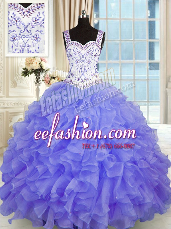  Sweetheart Sleeveless Organza Sweet 16 Dress Beading and Appliques and Ruffles Lace Up