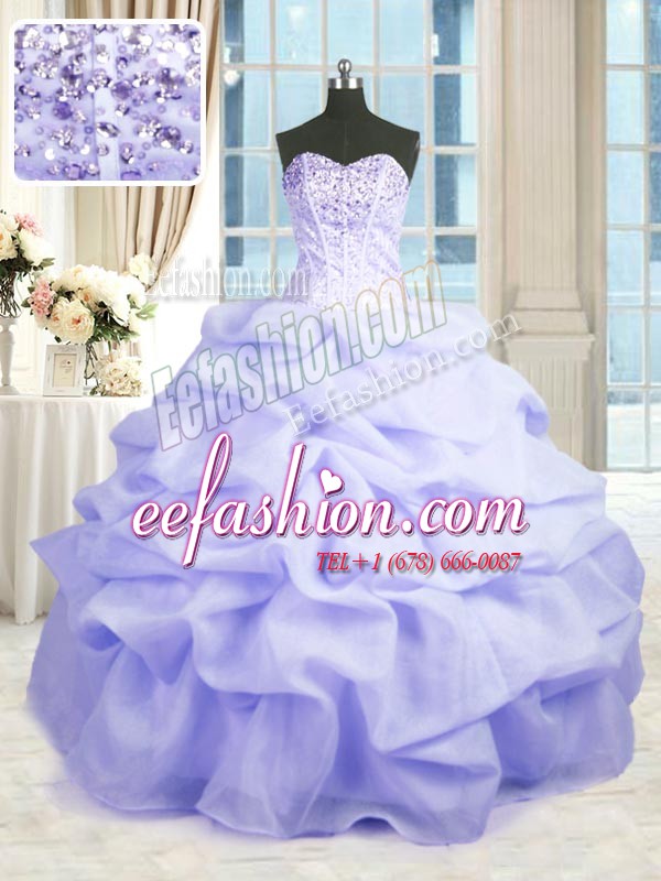 Dynamic Lavender Quinceanera Dresses Military Ball and Sweet 16 and Quinceanera and For with Beading and Ruffles Sweetheart Sleeveless Lace Up