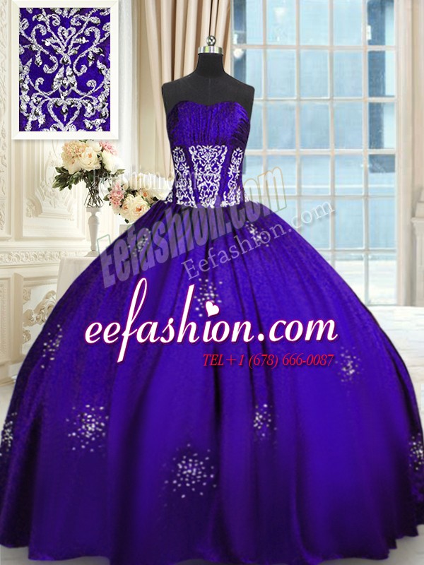 Charming Taffeta Sleeveless Floor Length 15th Birthday Dress and Beading and Appliques and Ruching