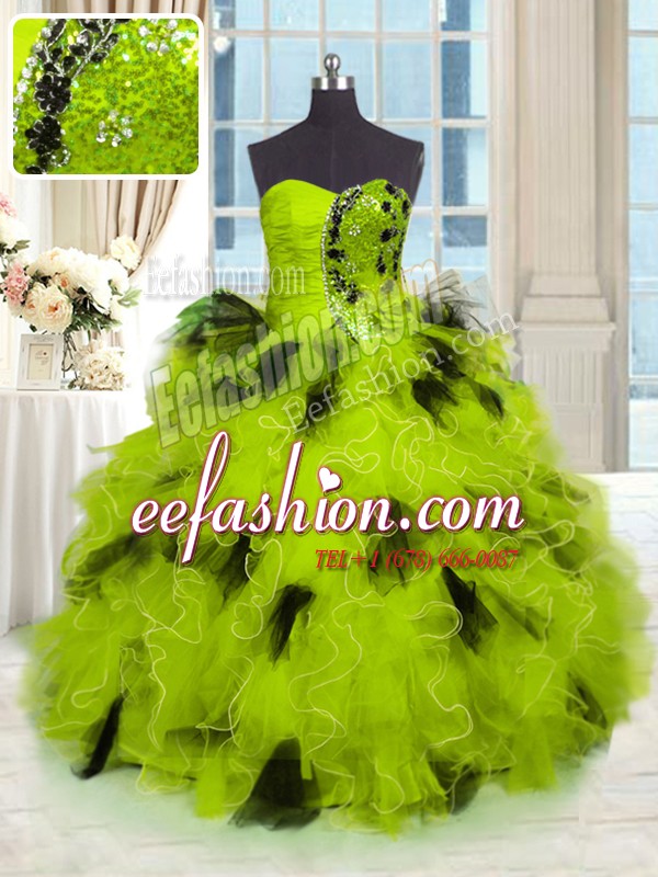 Multi-color Quinceanera Dress Military Ball and Sweet 16 and Quinceanera and For with Beading and Ruffles Strapless Sleeveless Lace Up
