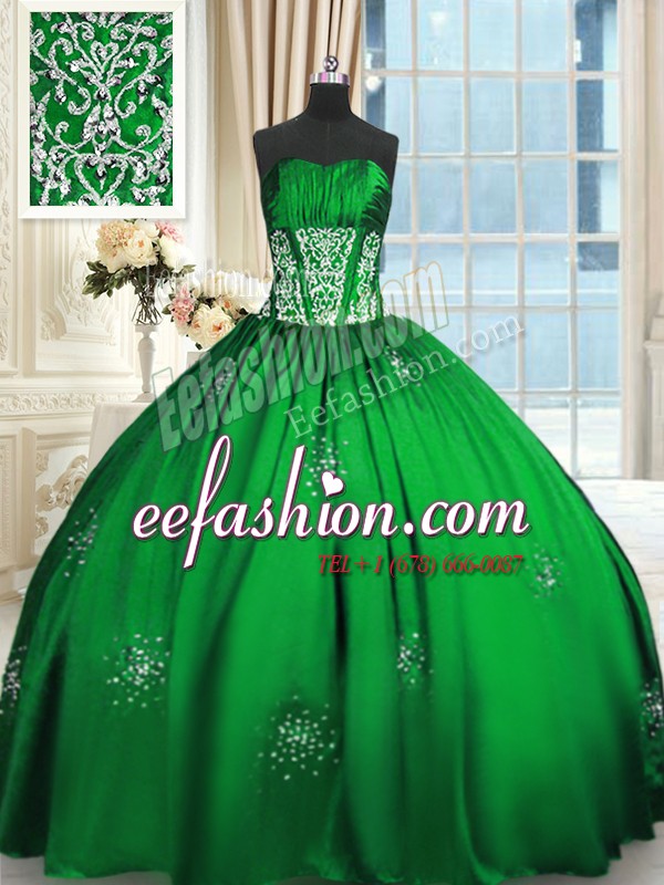 Hot Selling Sweet 16 Quinceanera Dress Military Ball and Sweet 16 and Quinceanera and For with Beading and Appliques and Ruching Strapless Sleeveless Lace Up