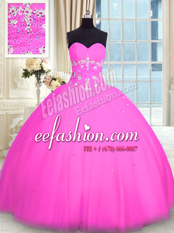 Flirting Floor Length Pink Quinceanera Gowns Sweetheart Sleeveless Lace Up