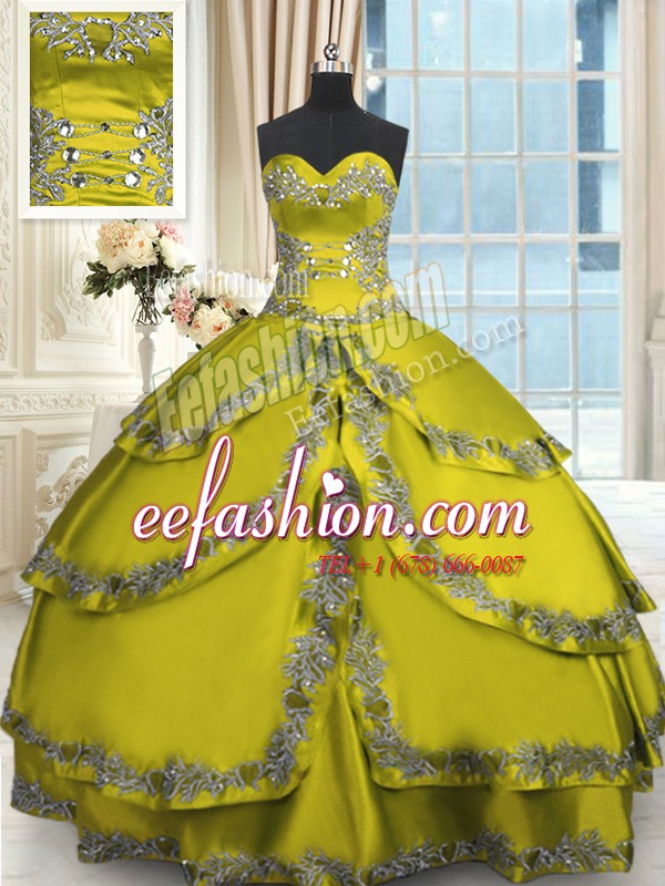 Fantastic Sleeveless Lace Up Floor Length Beading and Appliques and Ruffled Layers Quinceanera Gown
