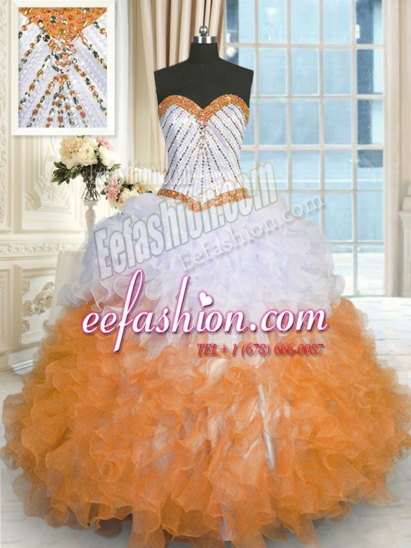 Graceful Floor Length Multi-color Sweet 16 Dresses Sweetheart Sleeveless Lace Up