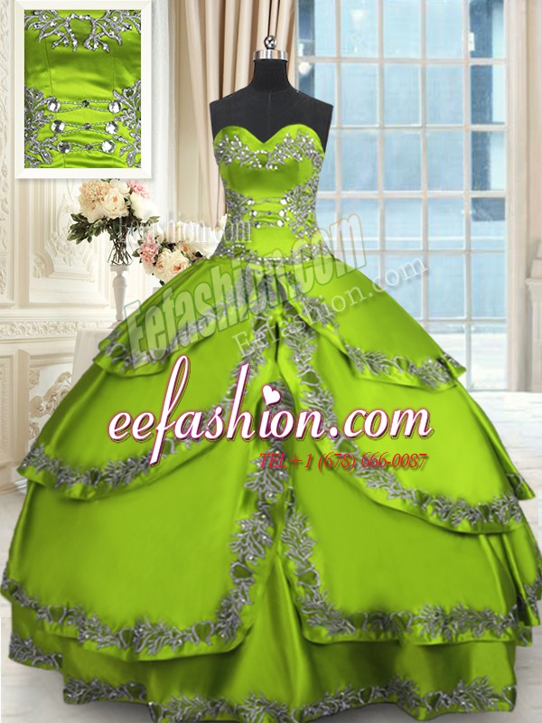 Sleeveless Beading and Embroidery and Ruffled Layers Floor Length 15th Birthday Dress