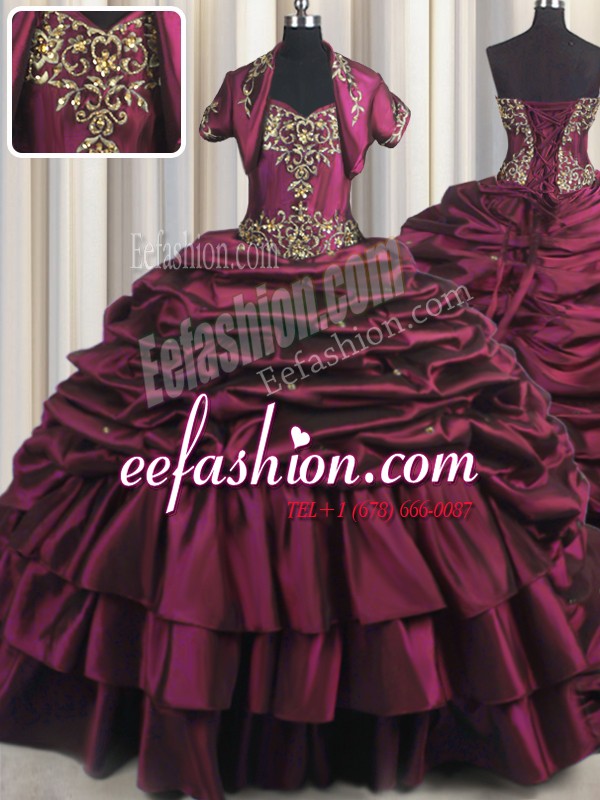 Clearance Sleeveless Brush Train Lace Up With Train Beading and Appliques and Pick Ups Sweet 16 Dress