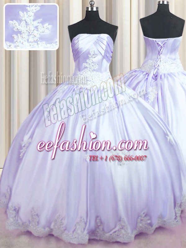 Inexpensive Sleeveless Lace Up Floor Length Beading and Appliques Sweet 16 Dresses