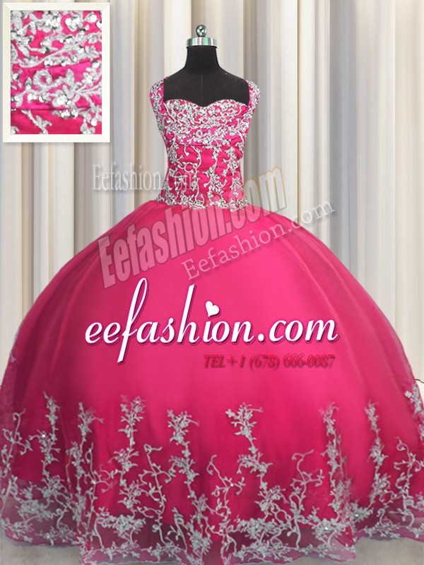  Sleeveless Beading and Appliques Lace Up Quinceanera Gown