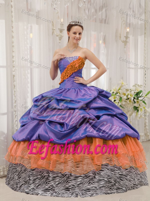 Strapless Long Beaded Quinceanera Dresses in and Organza