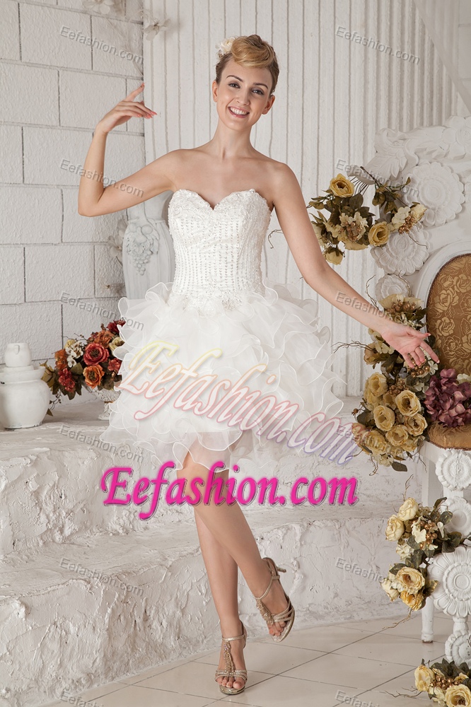 Beautiful Sweetheart Zipper-up White Organza Celebrities Dresses for Less