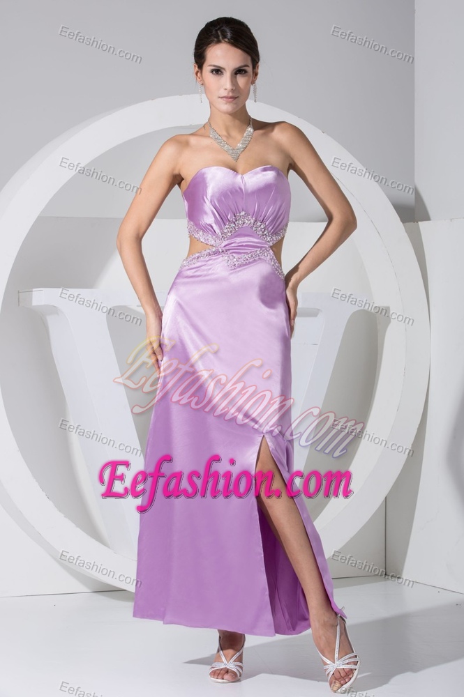 Lavender Sweetheart Backless Women Evening Dress with Slit and Cutout