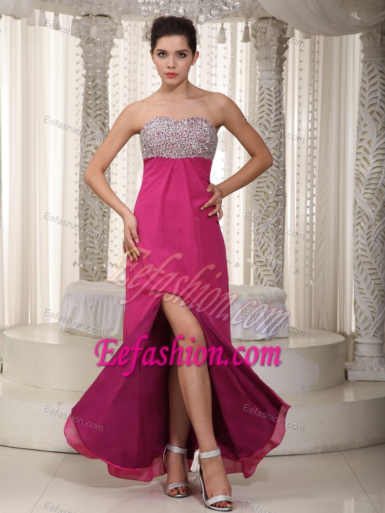 Hot Pink Empire Sweetheart Informal Prom Dress On Sale in Floor-length