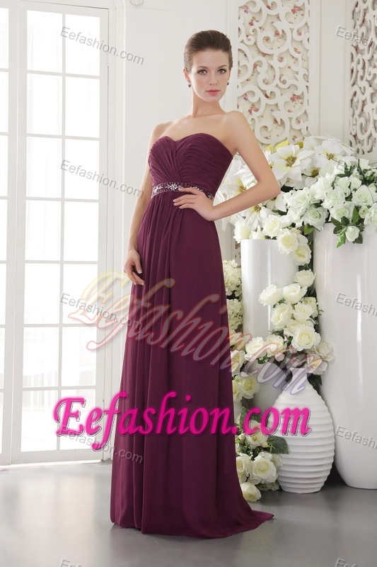 Empire Sweetheart Long Chiffon Elegant Evening Dresses in Dark Purple