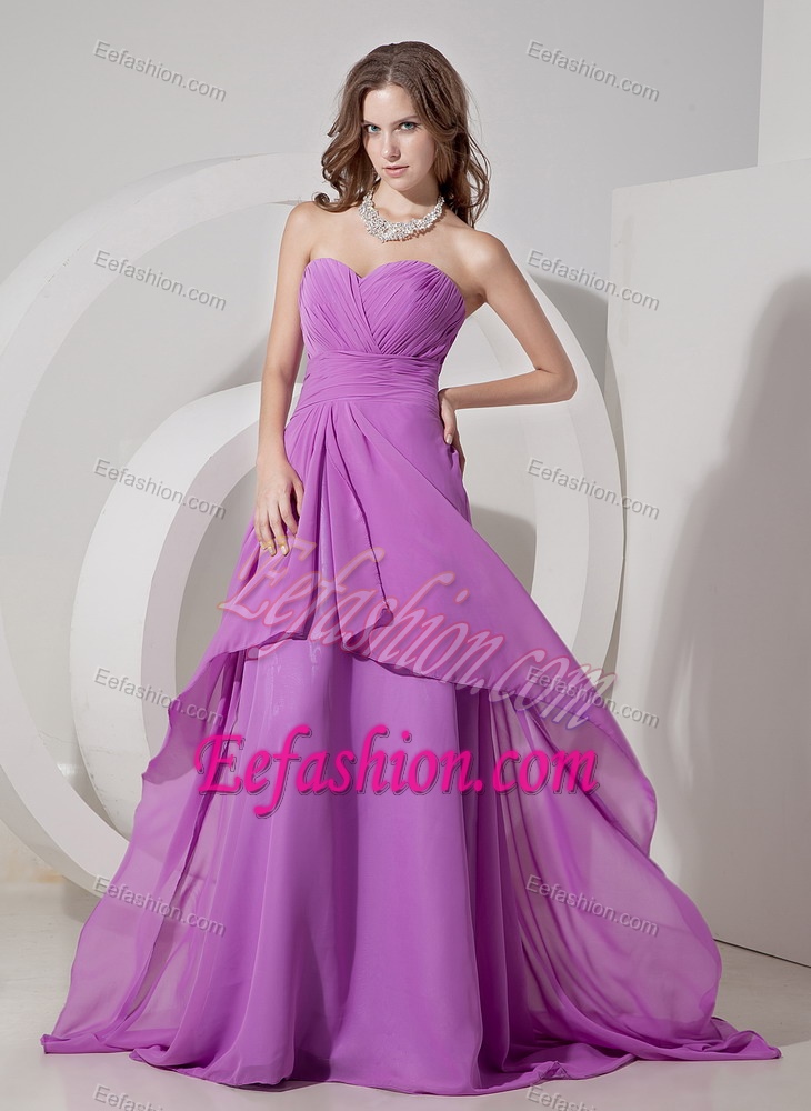 Discount Empire Sweetheart Prom Holiday Dresses with Ruching in Lavender