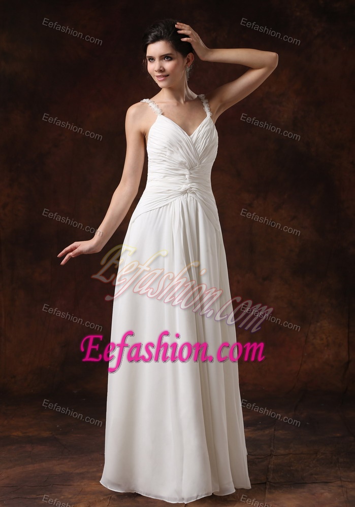 Wholesale Price Straps Ruched Wedding Gown to Long