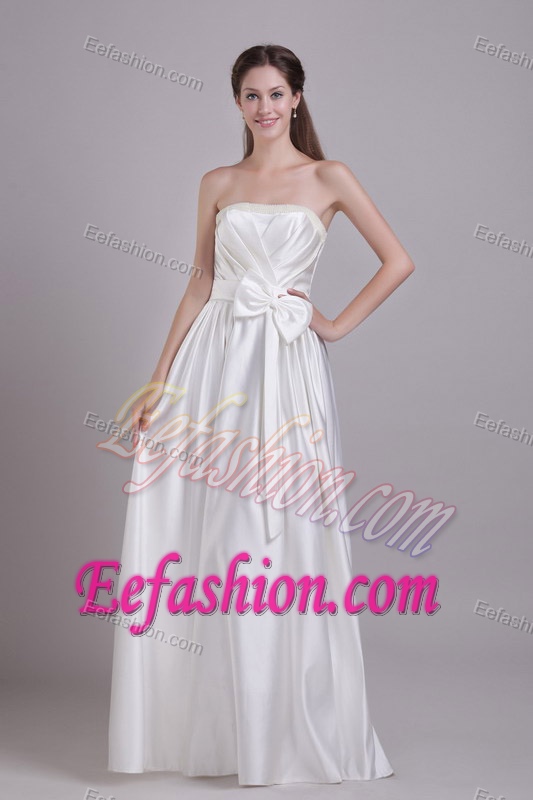 Strapless Empire Dresses for Wedding in with Beading and Bowknot