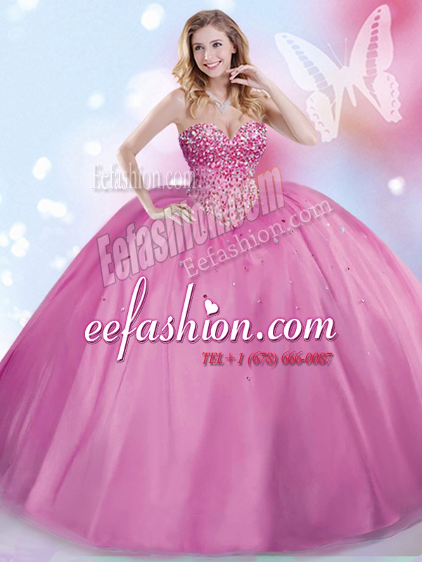  Sweetheart Sleeveless Lace Up Ball Gown Prom Dress Lilac Tulle
