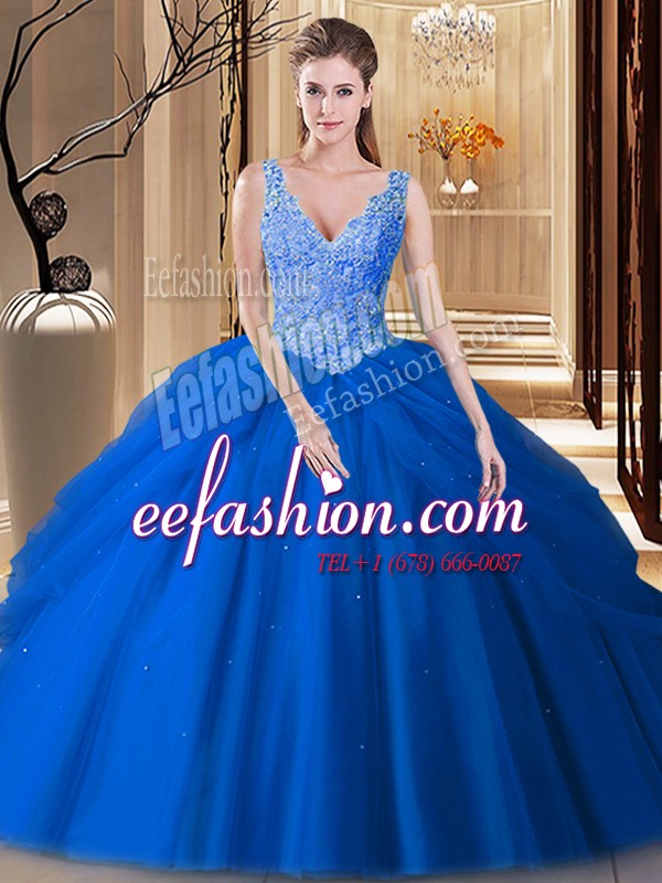 Free and Easy Sleeveless Lace and Pick Ups Backless Quinceanera Gown