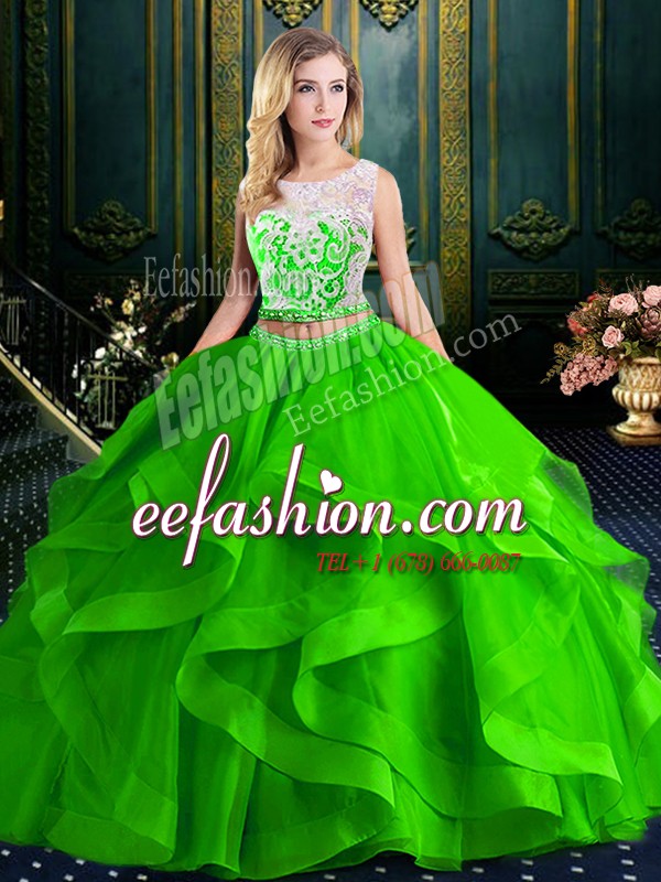 Fantastic With Train Quinceanera Gowns Scoop Sleeveless Brush Train Zipper