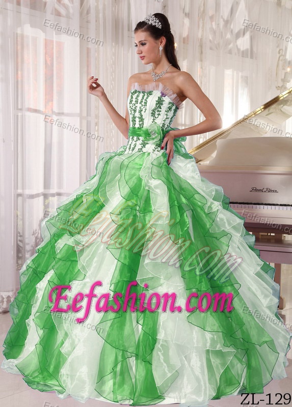 Colorful Strapless Organza Beading Quinceanera Dresses Embellished Sash