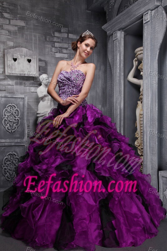 Brand New Fuchsia Sweetheart Quinceanera Gown Dresses in Zebra and Organza