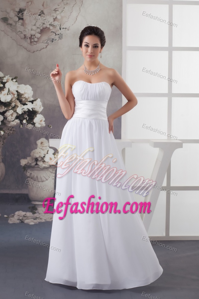 2014 Sweetheart Long Chiffon Summer Wedding Dress with Ruching
