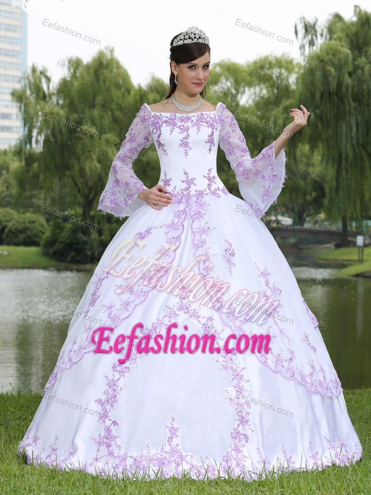 Wholesale Sweet 16 Quincenaera Dress with Square Neckline and Long Sleeves