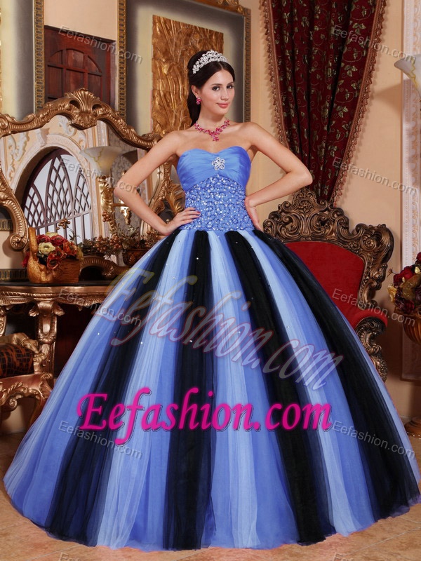 Multi-color Ball Gown Sweetheart Tulle Quinceanera Formal Dress with Beading